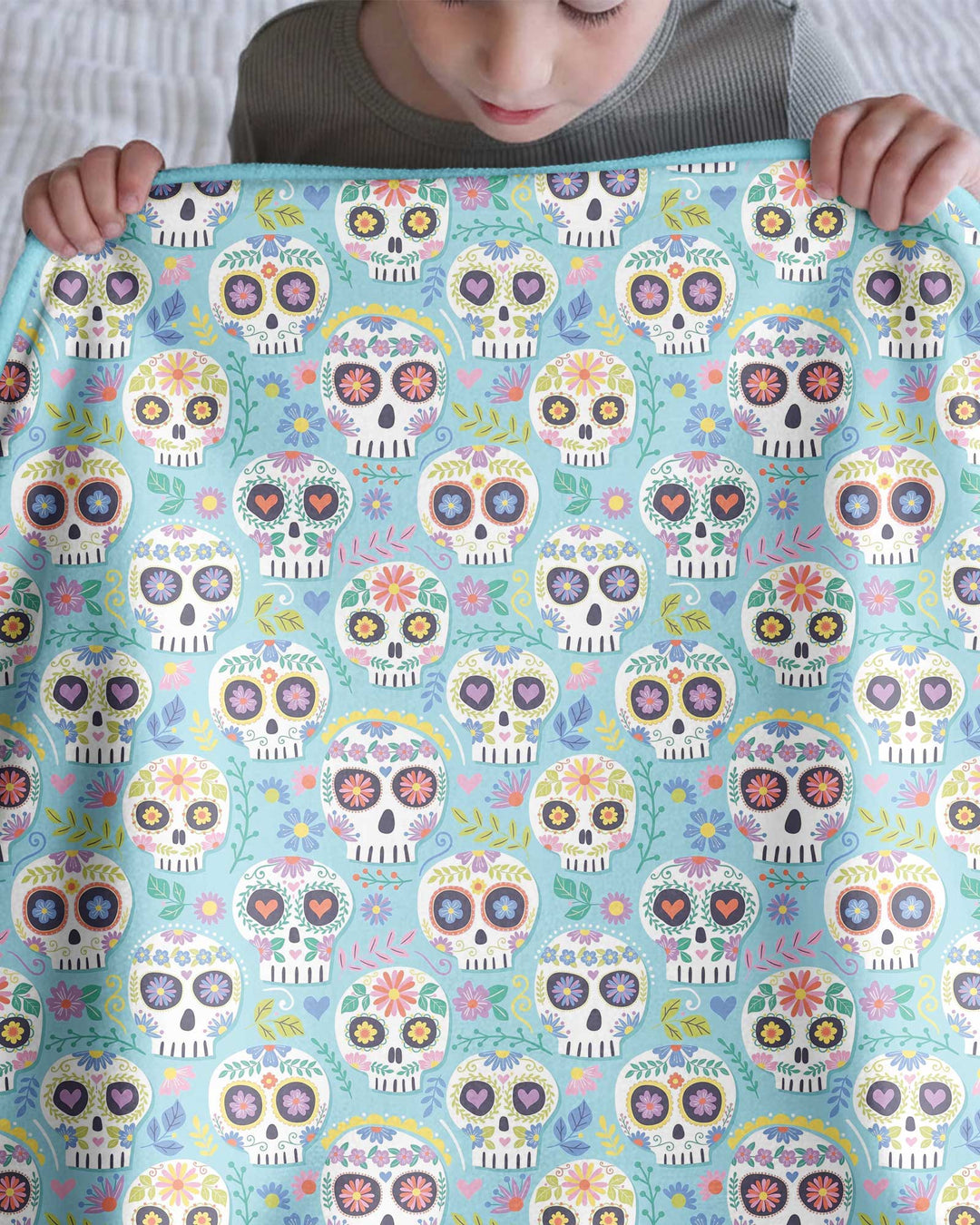 Floral Skull Bamboo Blanket
