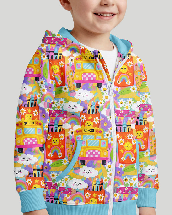 Retro Happy Classroom Bamboo Zip Hoodie