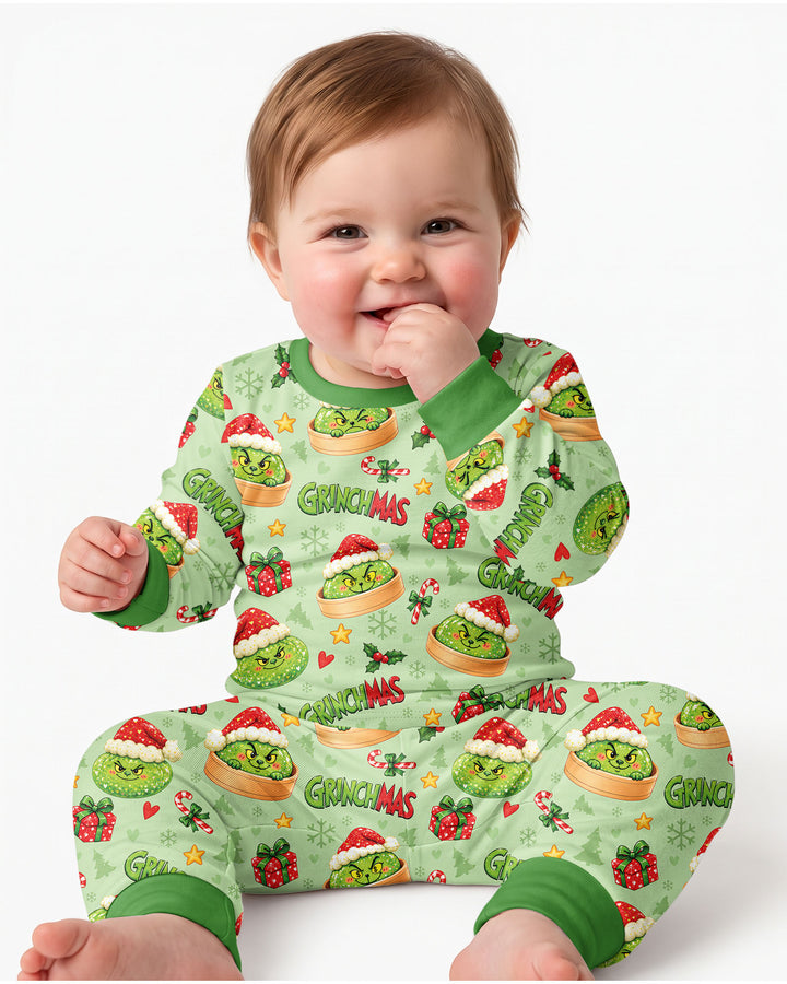 Grinchmas Dumpling Bamboo Two Piece Long Sleeve Pajama Set