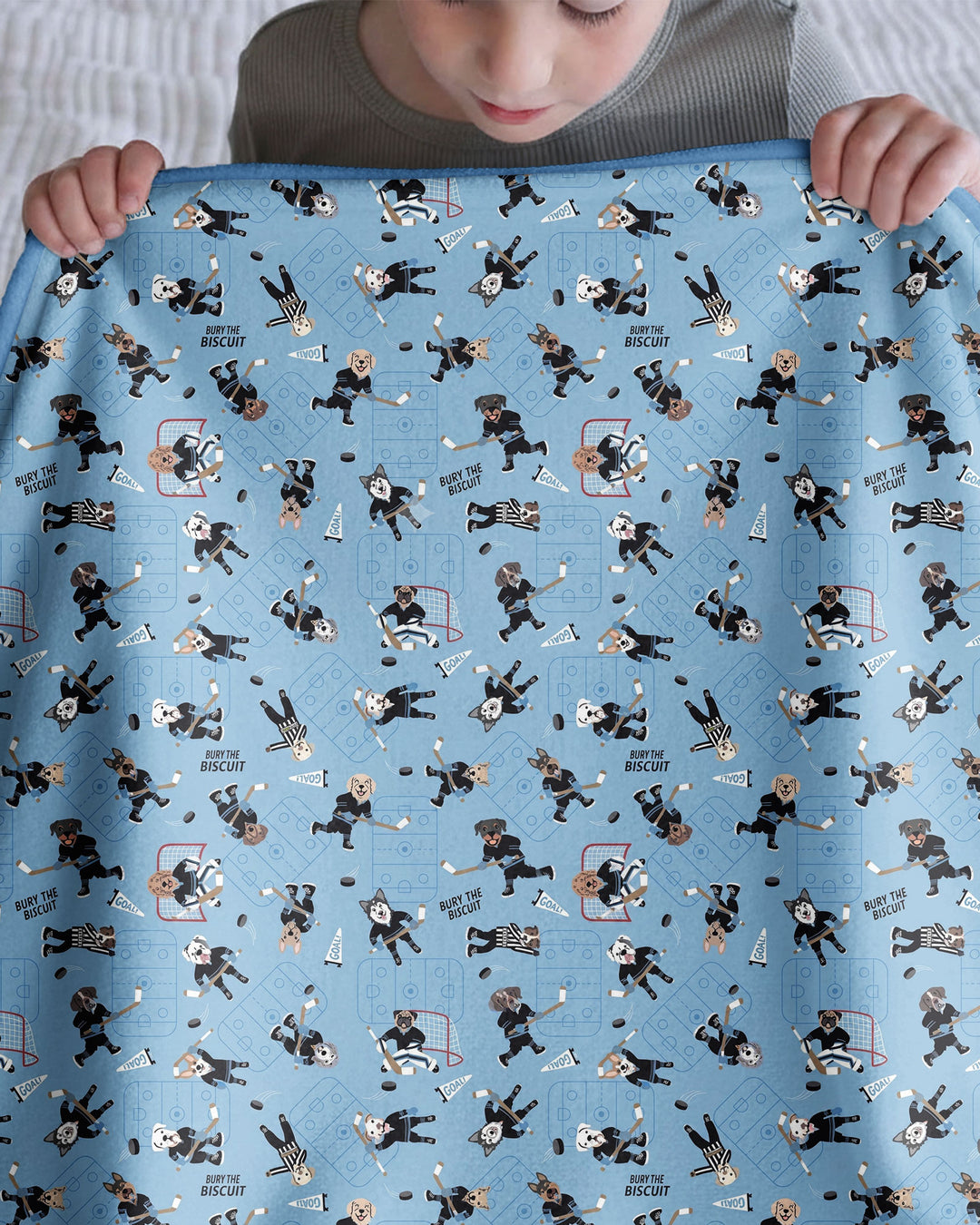 Hockey Dogs - Blue and Black Bamboo Blanket