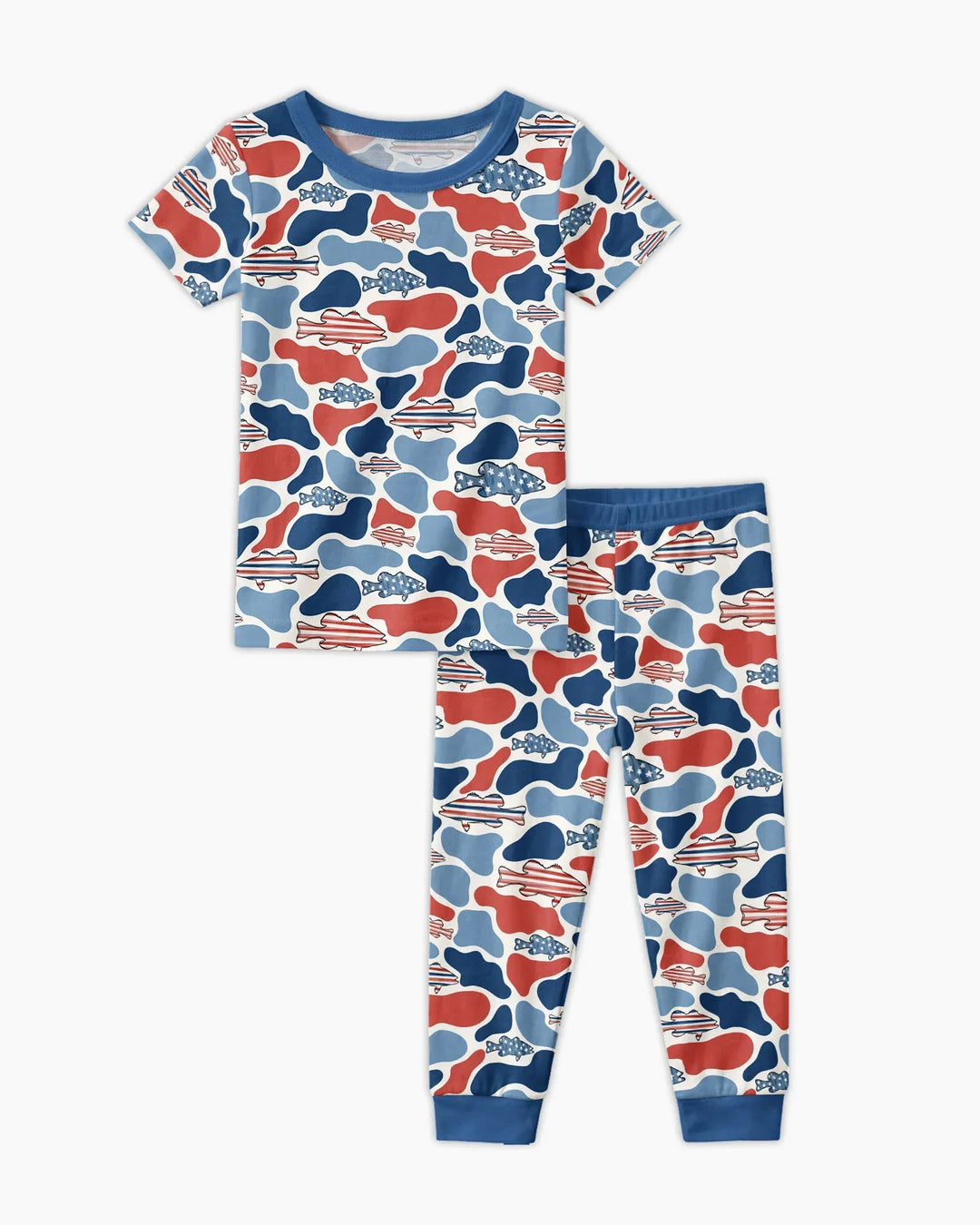 Reel America Daddy & Me Matching Bamboo Two Piece Short Sleeve Pajama Set