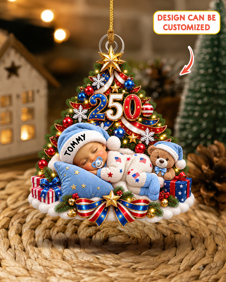 Patriotic My First Christmas 250 Personalized Acrylic Ornament