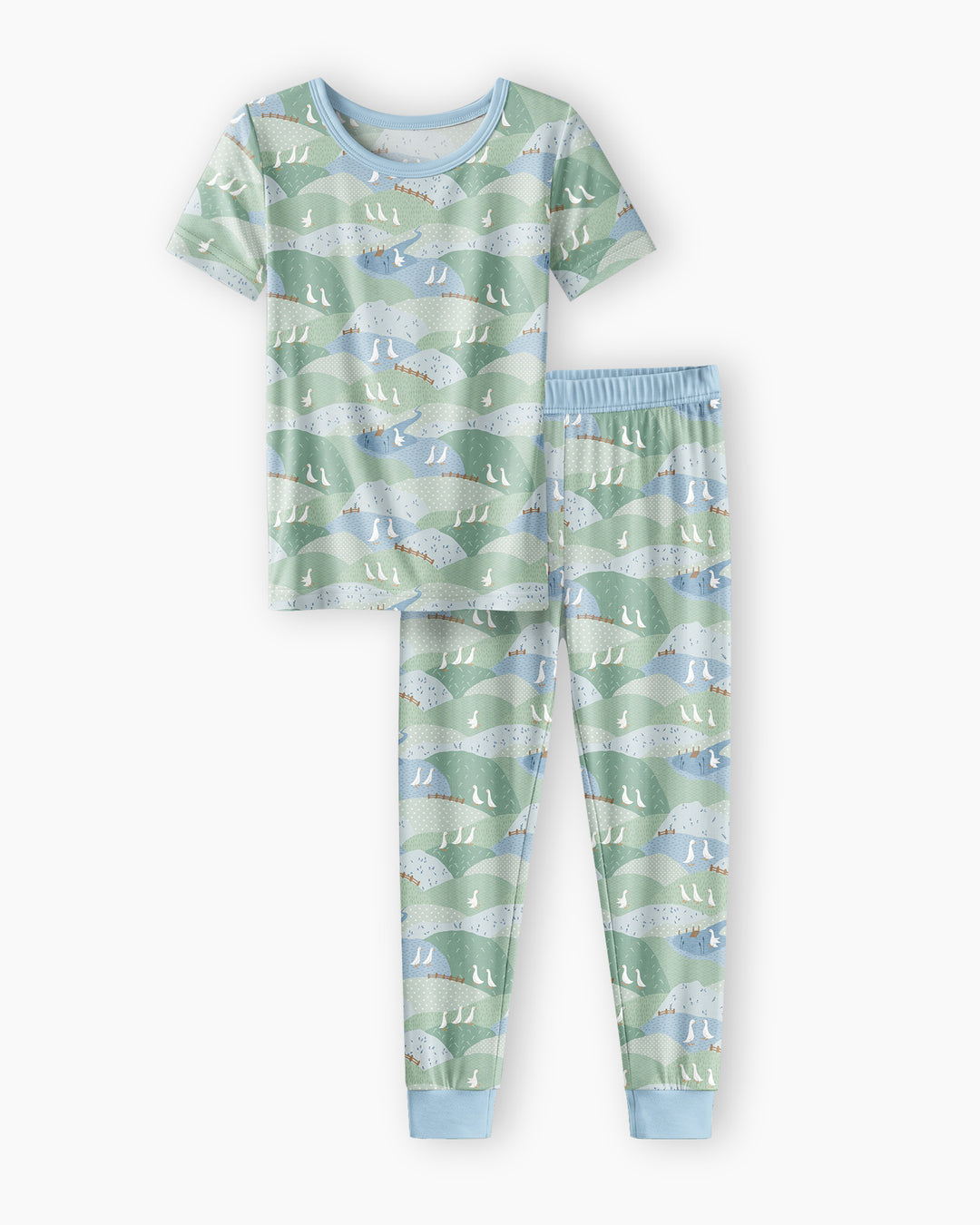 Wandering Geese Family Matching Bamboo Two Piece Short Sleeve Pajama Set