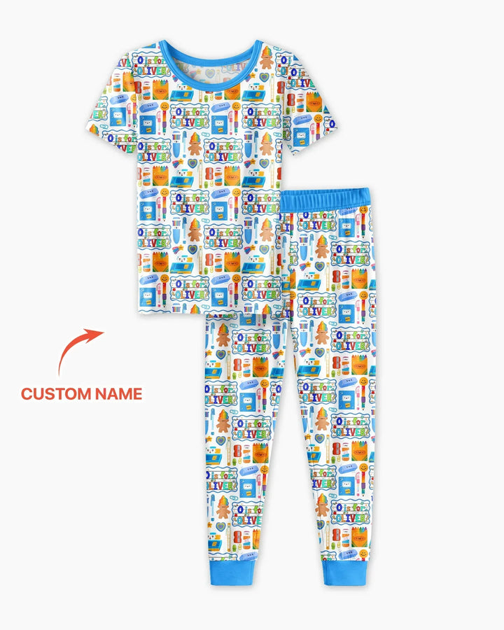 Custom Name Classroom Cuties Bamboo Two Piece Short Sleeve Pajama Set