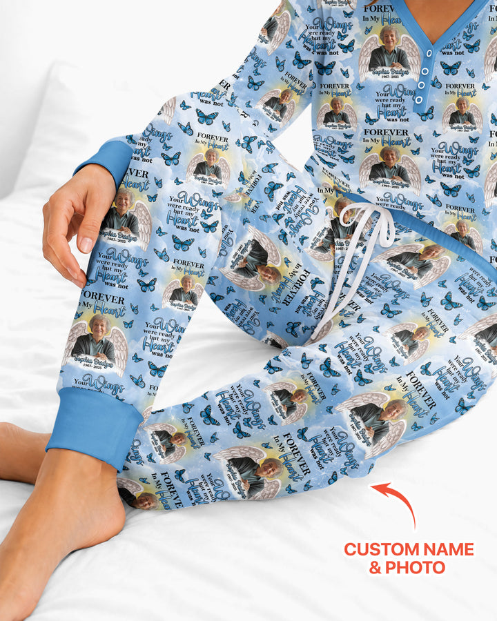 Custom Photo Forever In My Heart Family Matching Bamboo Women Pajama Set