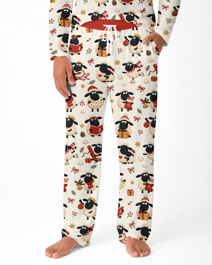 Festive Holiday Sheep Bamboo Men's Pajama Set