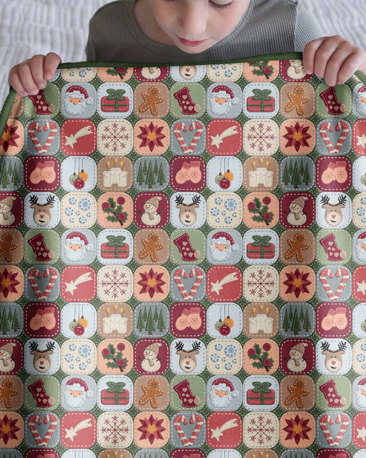 Christmas Felt Patchwork Bamboo Blanket