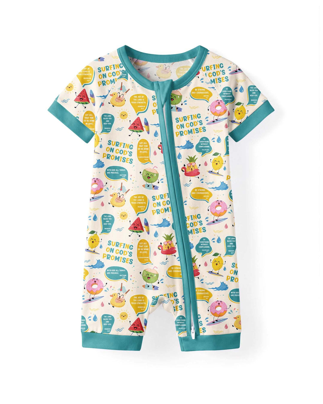 Summer Fruits Surfing On God's Promises Bamboo Shorty Zippy