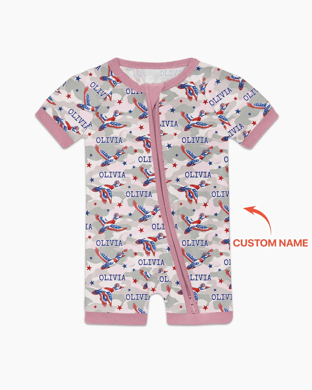 Custom Name America Mallard Duck Family Matching Bamboo Shorty Zippy