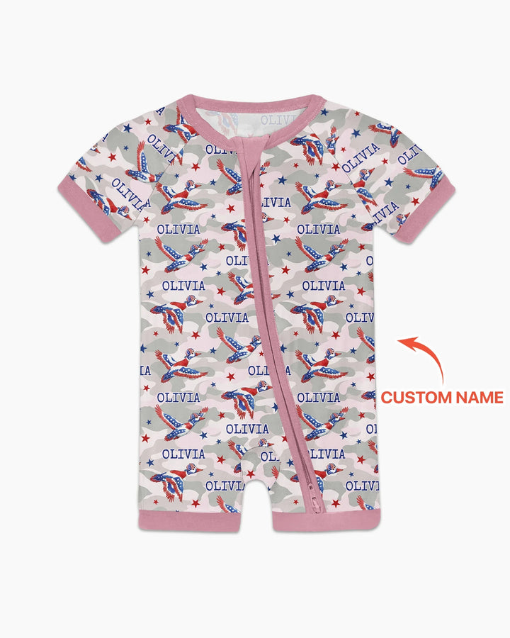 Custom Name America Mallard Duck Family Matching Bamboo Shorty Zippy