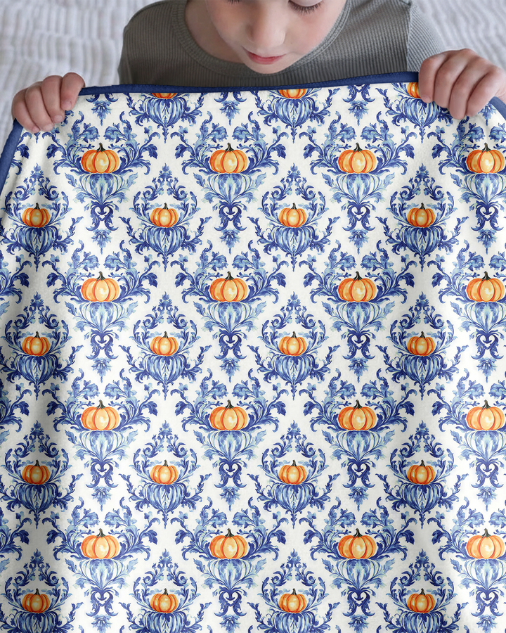 Pumpkin Toile Family Matching Bamboo Blanket