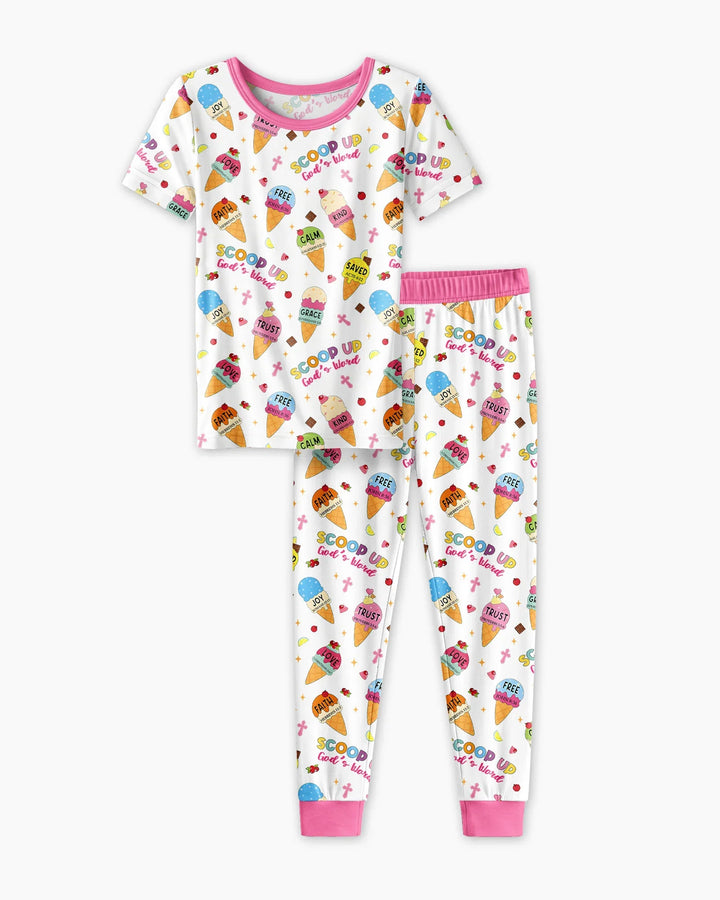 Ice Cream Summer Christian Bamboo Two Piece Short Sleeve Pajama Set
