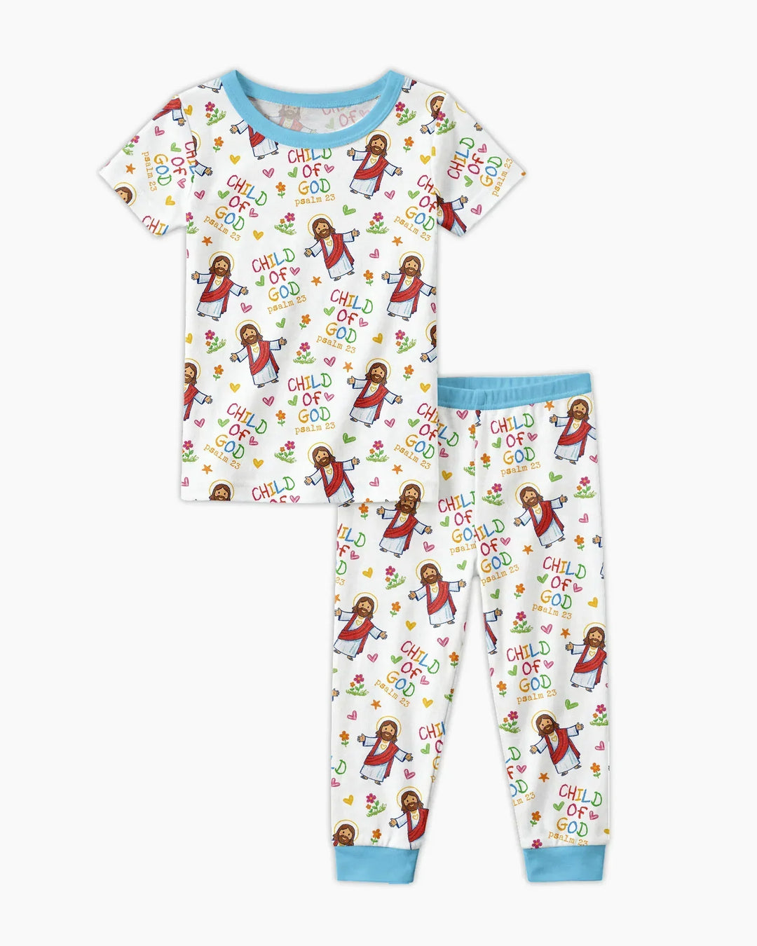 Jesus Loves Me Bamboo Two Piece Short Sleeve Pajama Set