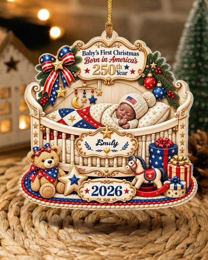 Baby's First Patriotic Christmas 2026 Personalized 1-Side Photo Acrylic Ornament