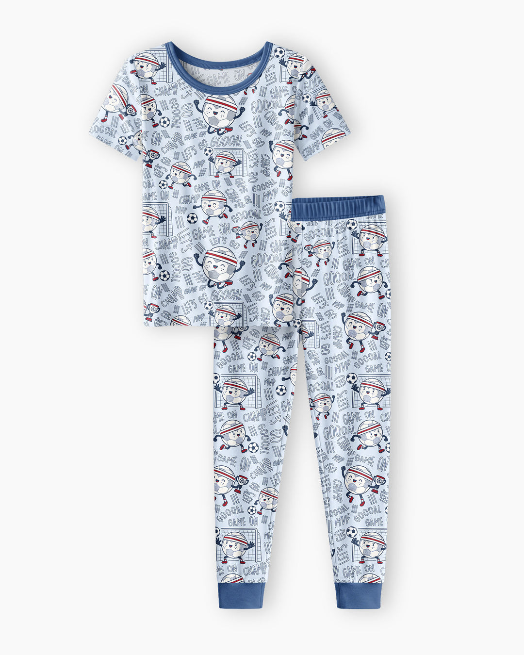 Happy Soccer Ball Family Matching Bamboo Two Piece Short Sleeve Pajama Set