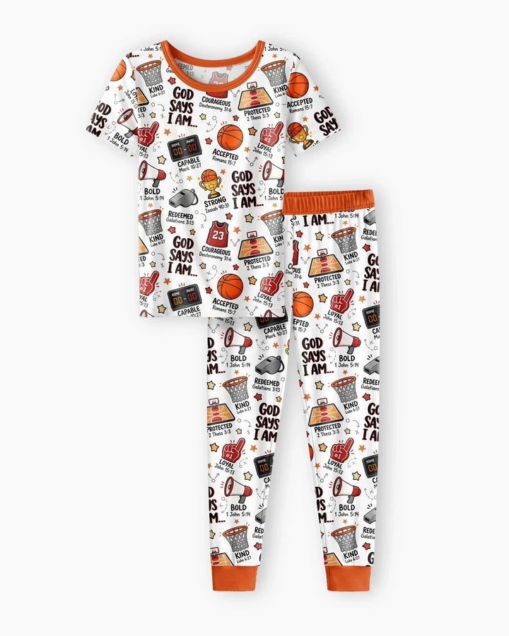 Basketball God Says I Am Bamboo Two Piece Short Sleeve Pajama Set
