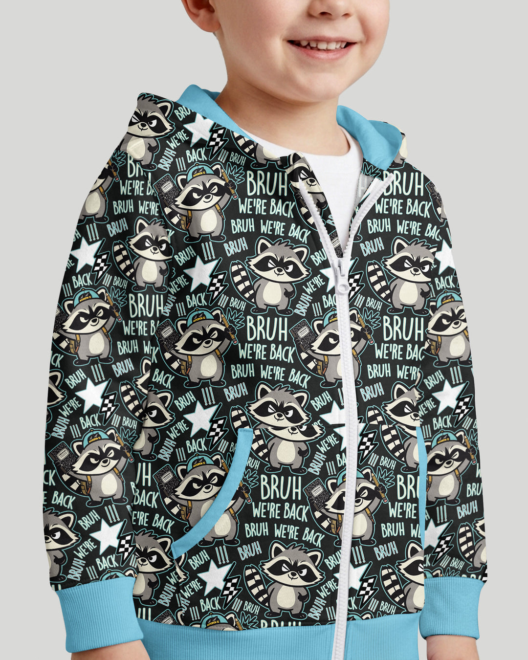 Bruh We're Back Raccoon Bamboo Zip Hoodie
