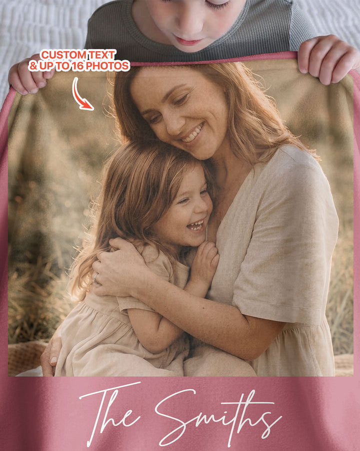 Custom Photo Collage Family Bamboo Blanket
