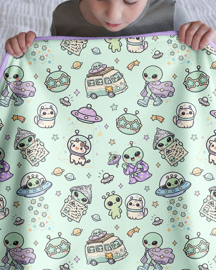 Little Alien Explorer Bamboo Blanket