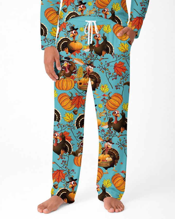 Autumn Turkey Chicken Bamboo Men's Pajama Set
