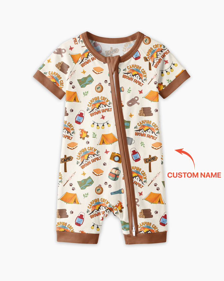 Custom Name Camping Crew Family Matching Bamboo Shorty Zippy