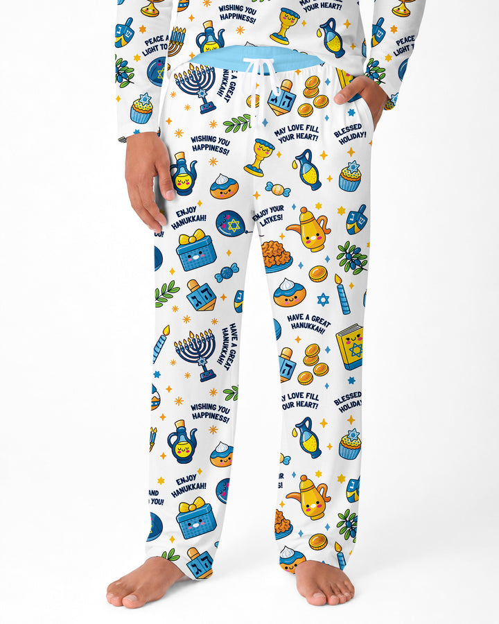 Kawaii Menorah Holiday Bamboo Men's Pajama Set