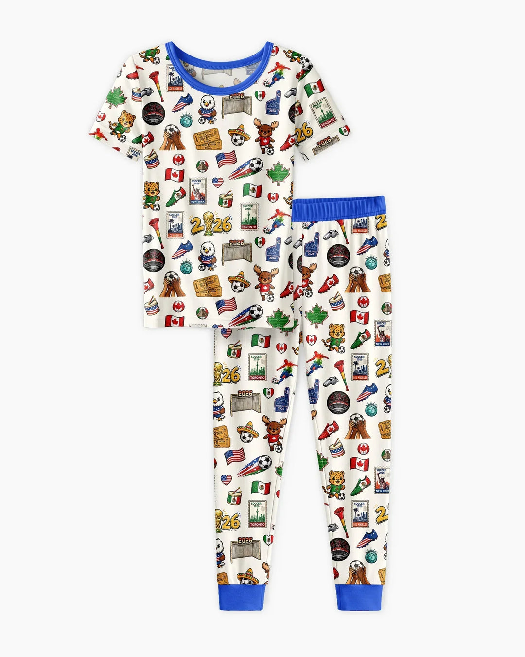 Soccer Cup 2026 Family Matching Bamboo Two Piece Short Sleeve Pajama Set