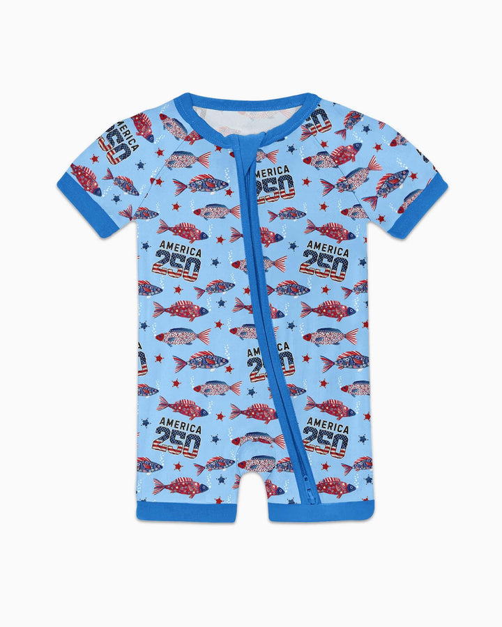 Stars and Stripes Fish Bamboo Shorty Zippy