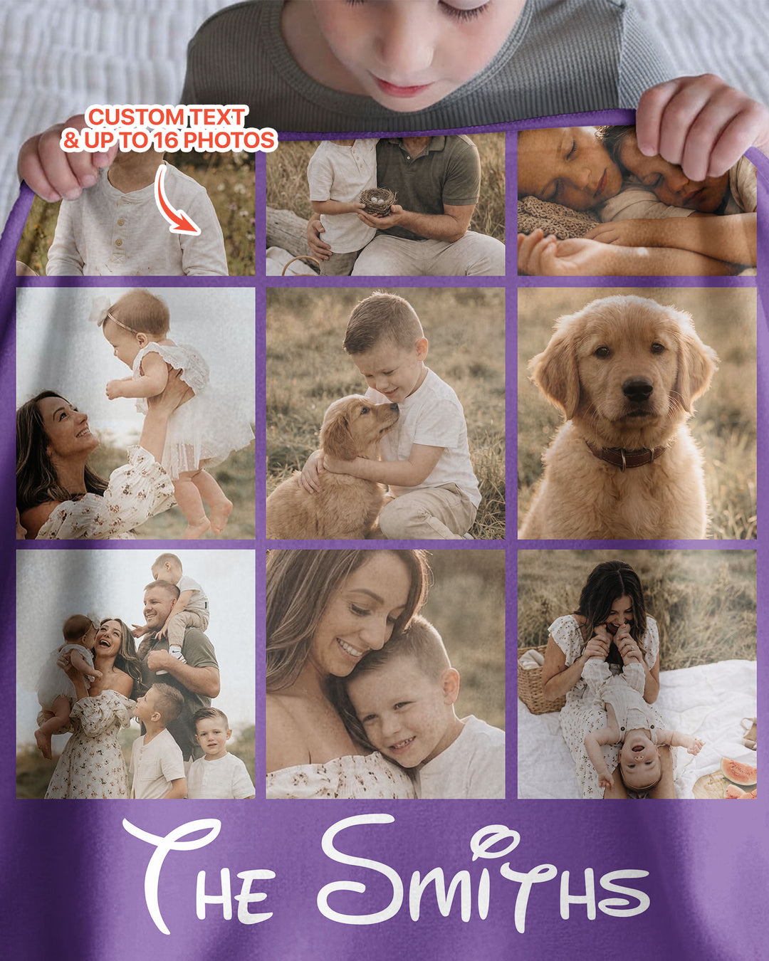 Custom Photo Collage Family Bamboo Blanket