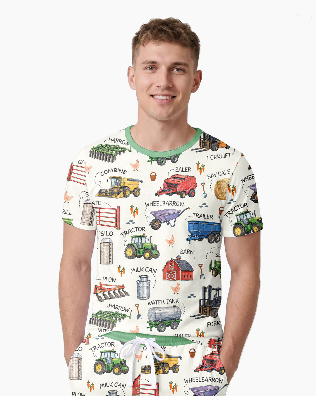 Little Farmer Bamboo Men Short Sleeve Short Pajama Set