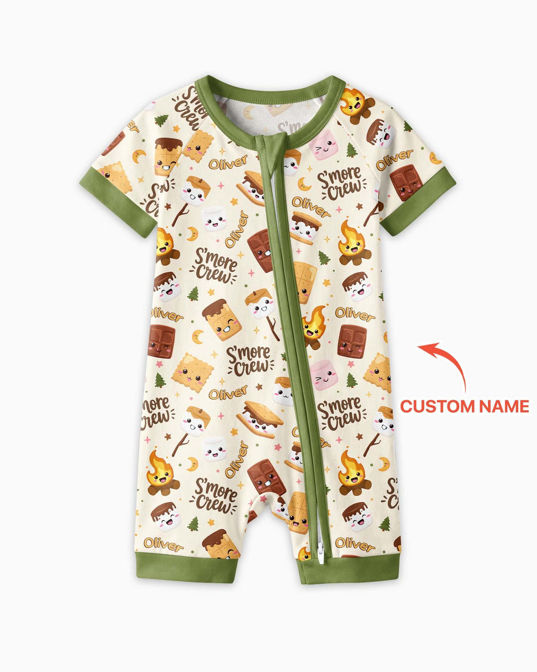 Custom Name Kawaii S'more Crew Family Matching Bamboo Shorty Zippy