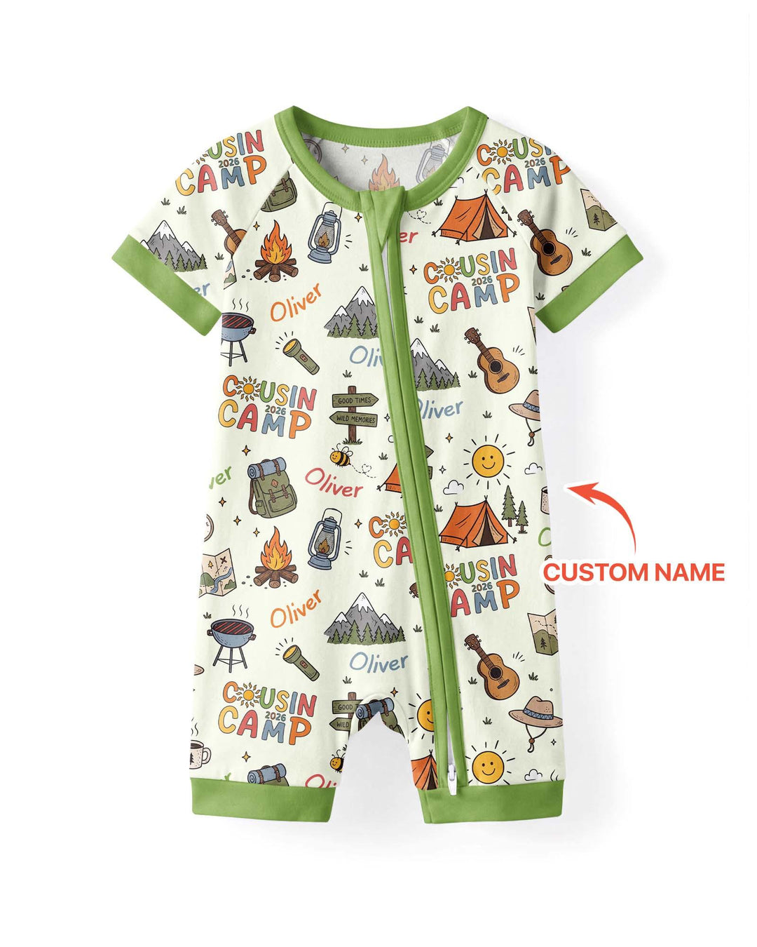 Custom Name Cousin Camp 2026 Bamboo Shorty Zippy