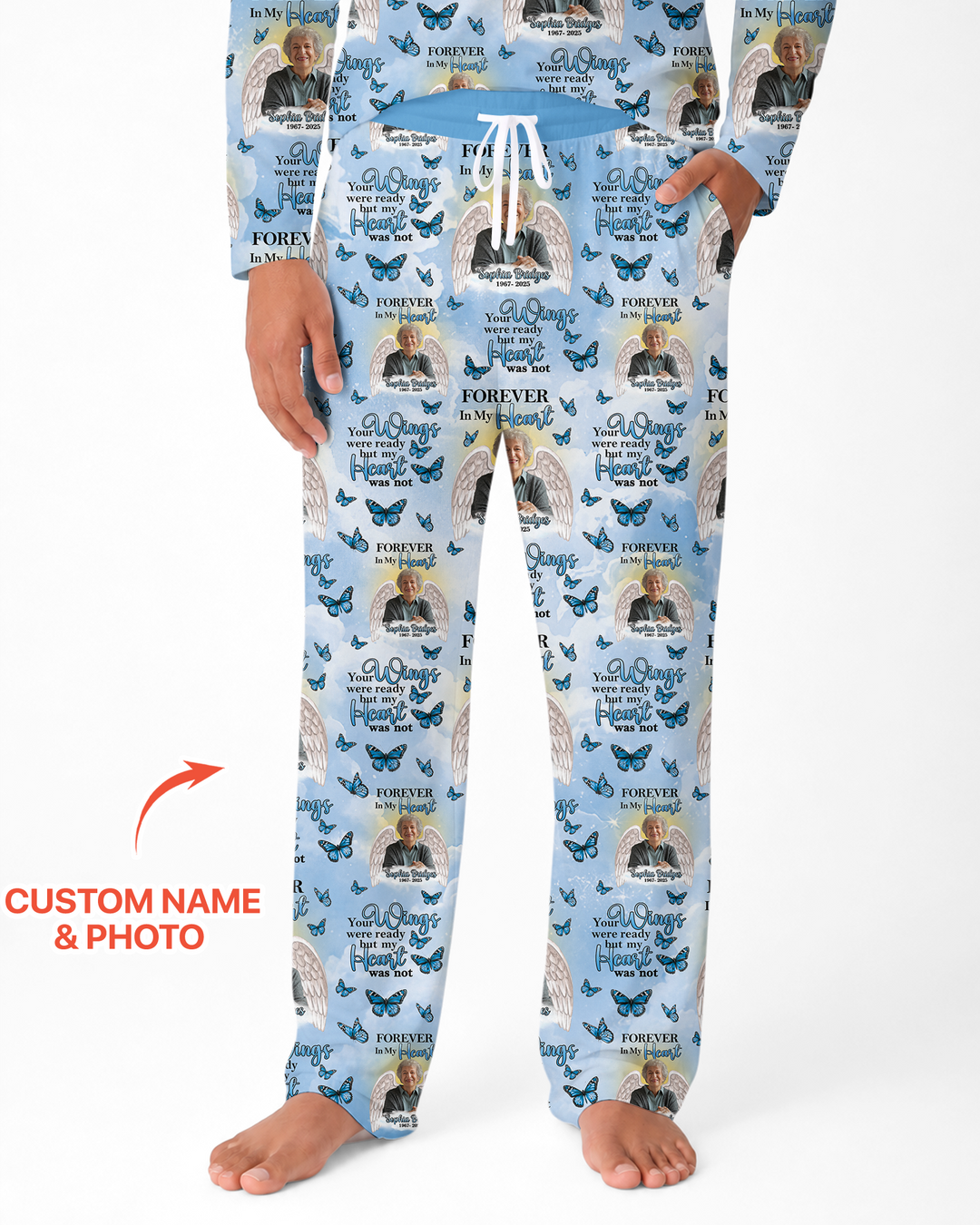 Custom Photo Forever In My Heart Family Matching Bamboo Men Pajama Set
