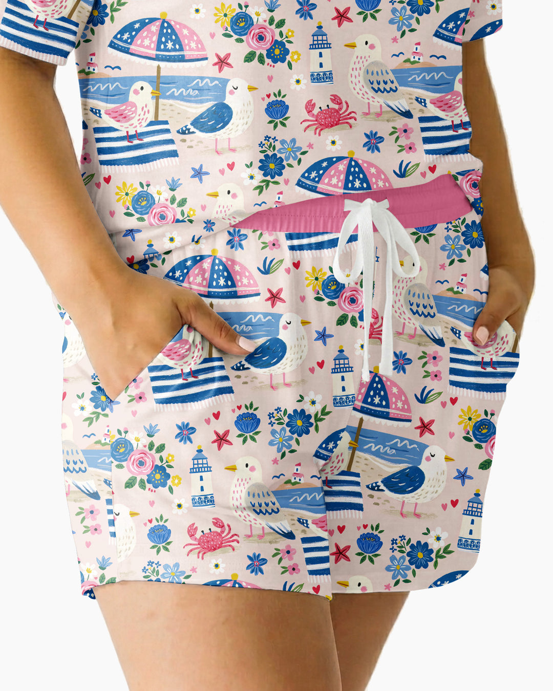 A Day At The Shore Bamboo Women Short Sleeve Short Pajama Set