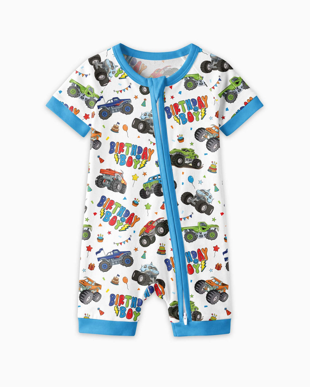 Monster Truck Birthday Boy Bamboo Shorty Zippy