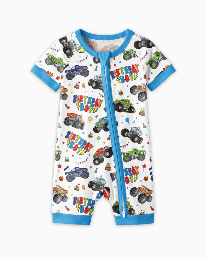 Monster Truck Birthday Boy Bamboo Shorty Zippy