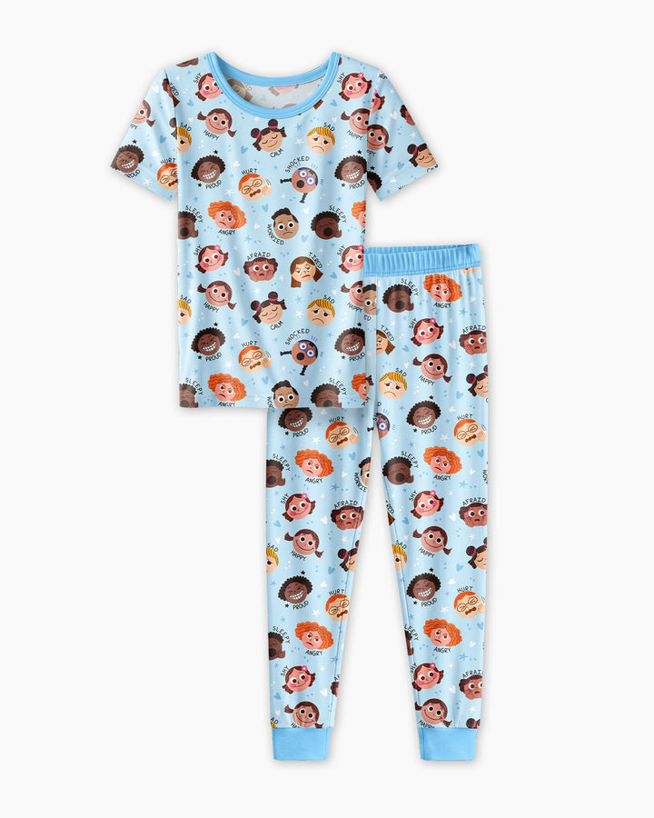 Feelings Vocabulary Bamboo Two Piece Short Sleeve Pajama Set