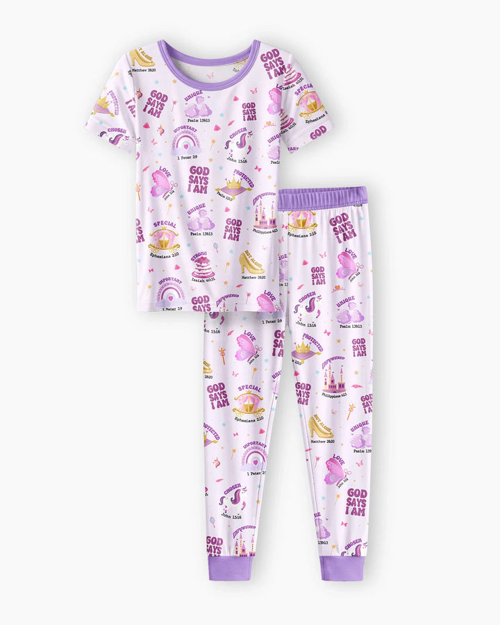 God Says I Am Girl Bamboo Two Piece Short Sleeve Pyjamas Set