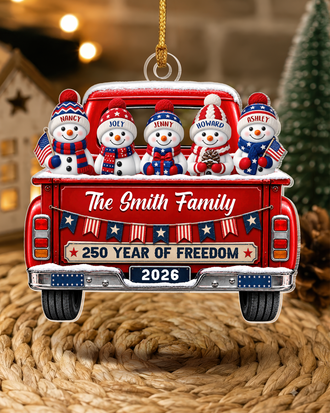 Patriotic Family 250th Anniversary USA- Personalized Acrylic Ornament