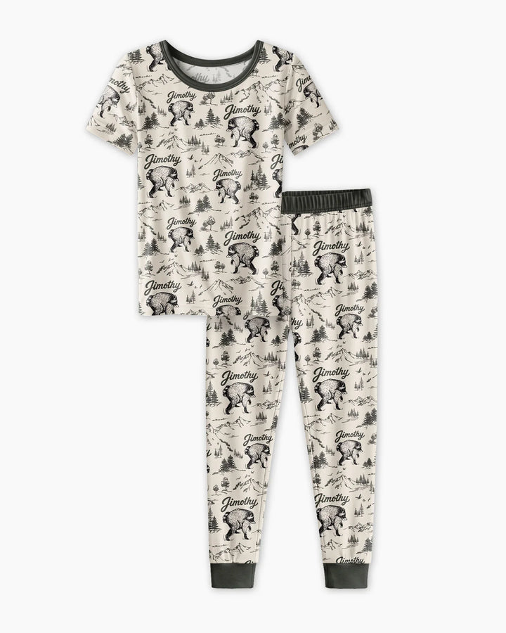Vintage Jimothy Racoon Family Matching Bamboo Two Piece Short Sleeve Pajama Set