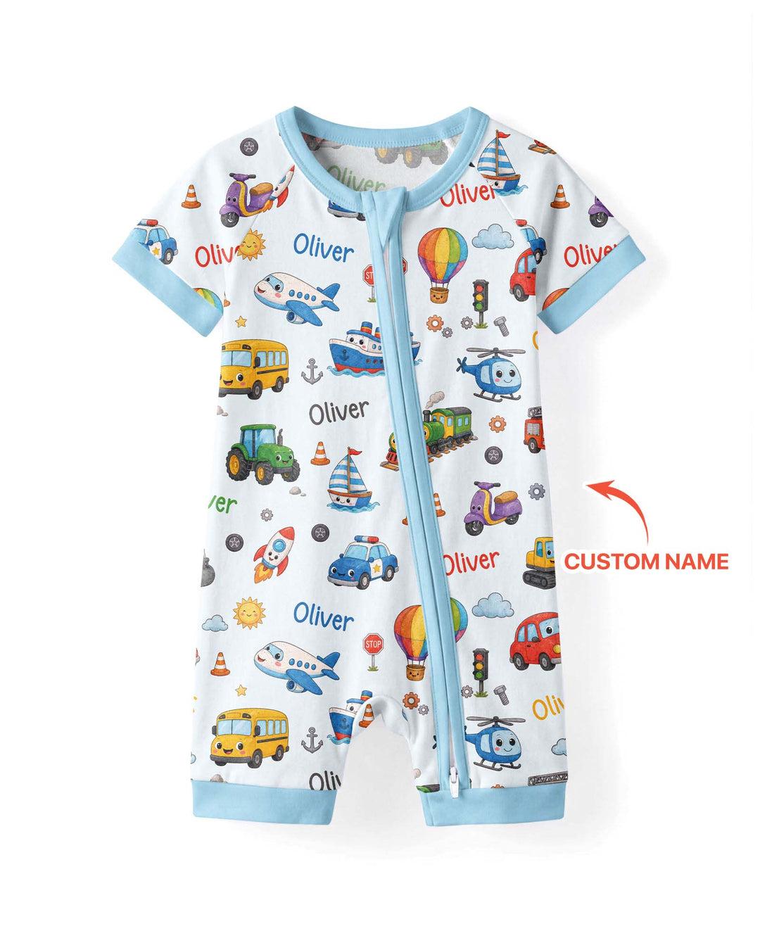 Custom Name Cute Transport Bamboo Shorty Zippy