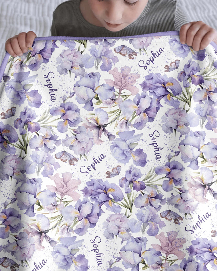 Custom Name Birth Month Flowers Bamboo Blanket