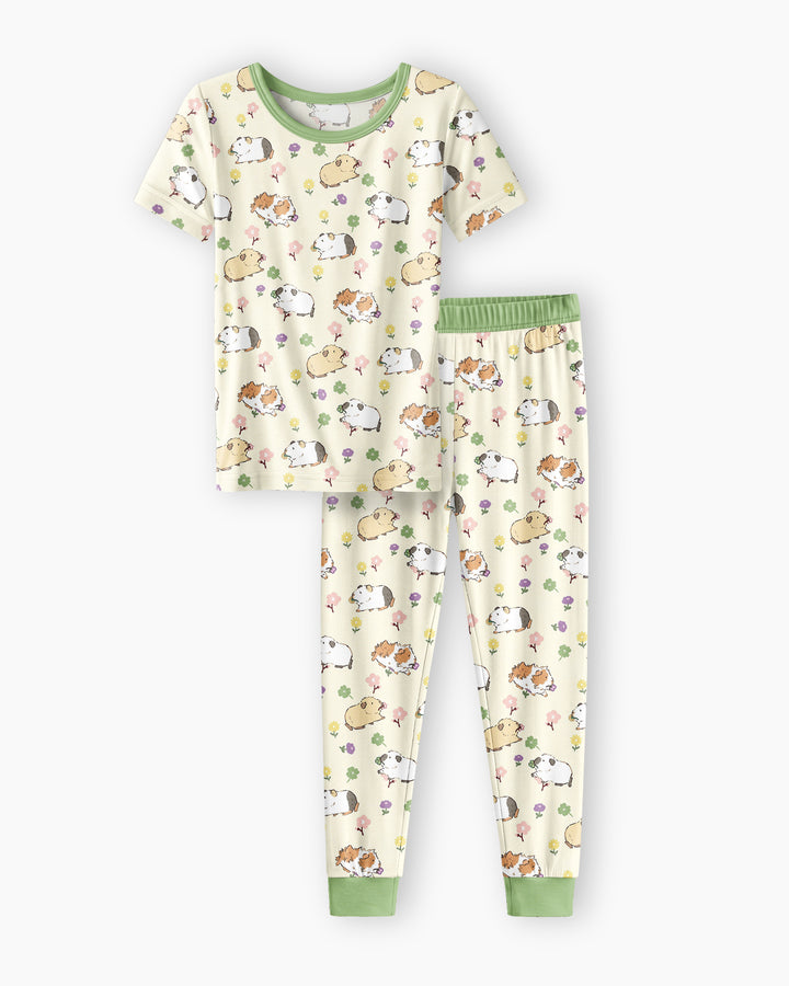 Guinea Pig Garden Bamboo Two Piece Short Sleeve Pajama Set