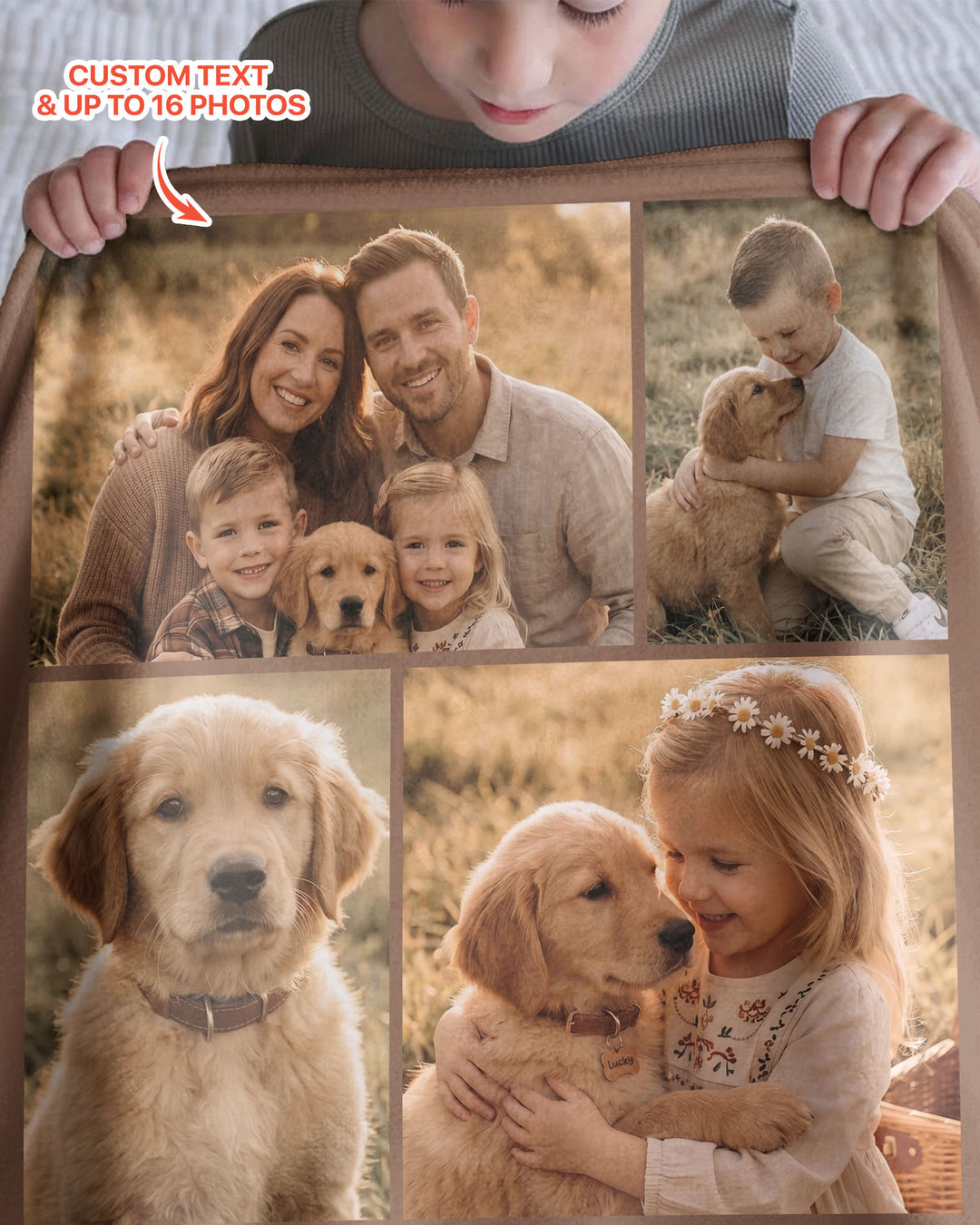 Custom Pet Photo Collage Bamboo Blanket