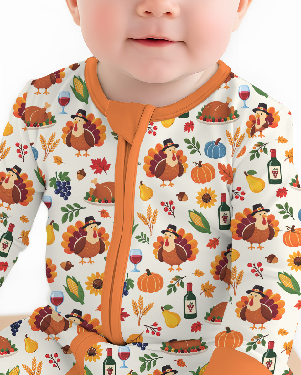 Thanksgiving Turkey Wine Harvest Bamboo Convertible Zippy