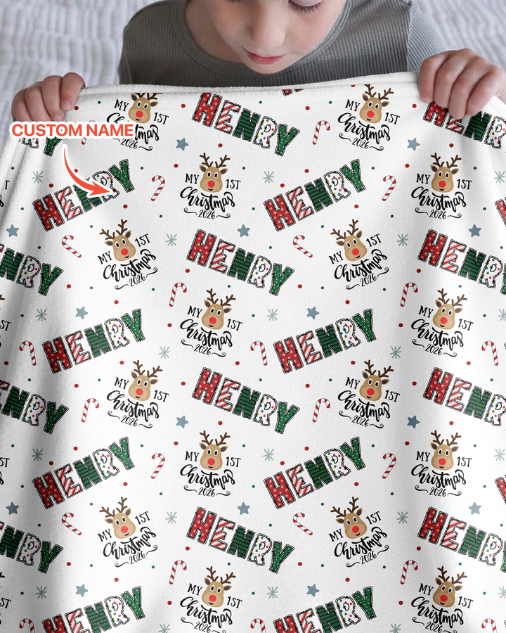 Custom Name "My First Christmas 2025" - Bamboo Blanket (S)