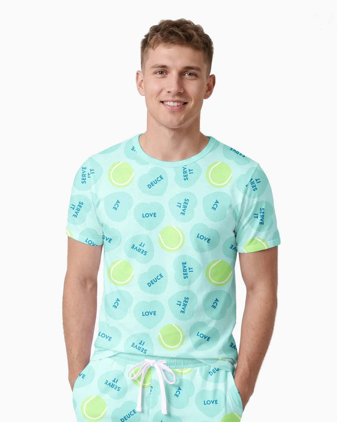Tennis with Love Bamboo Men Short Sleeve Short Pajama Set
