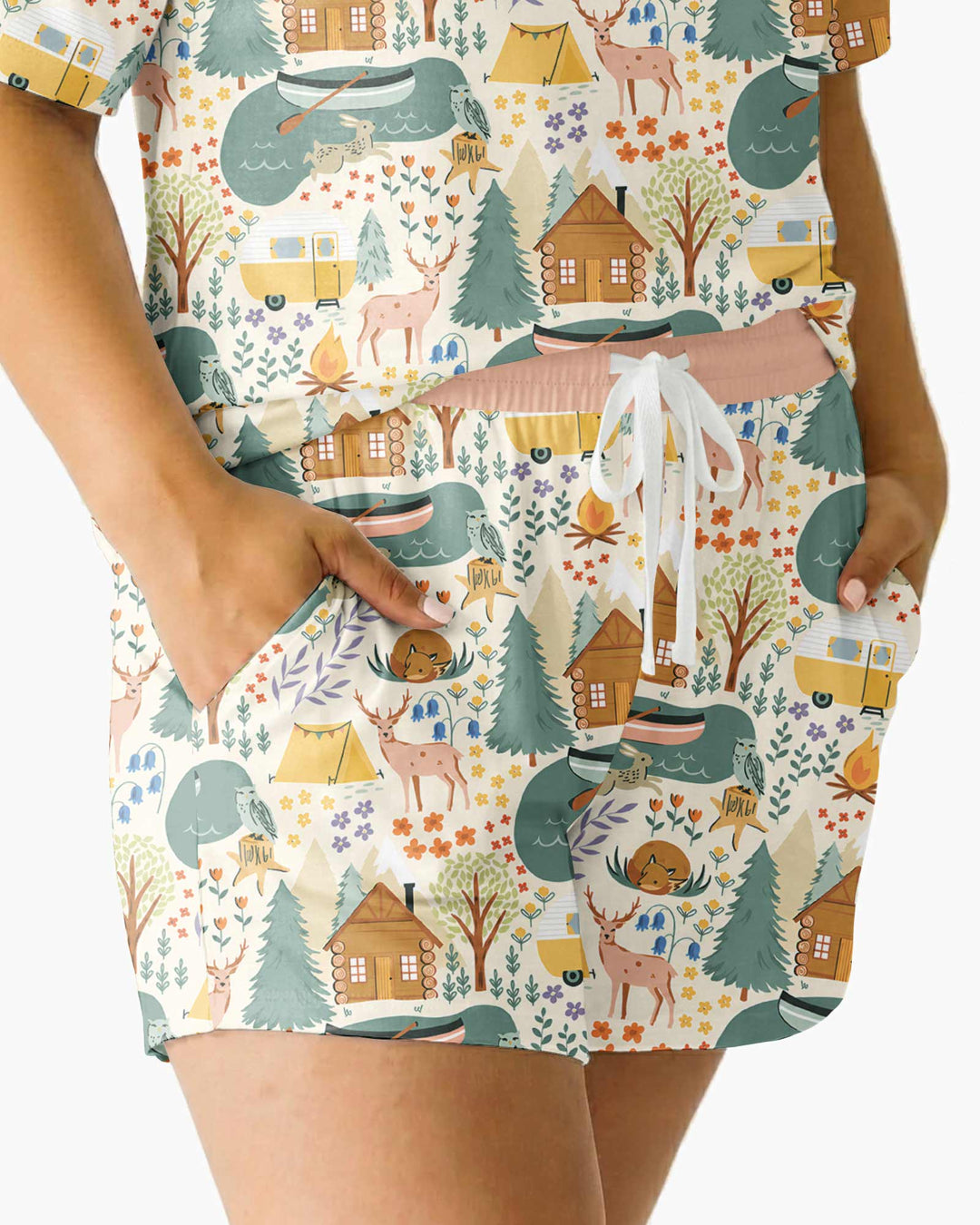 Lake View Camping Bamboo Women Short Sleeve Short Pajama Set