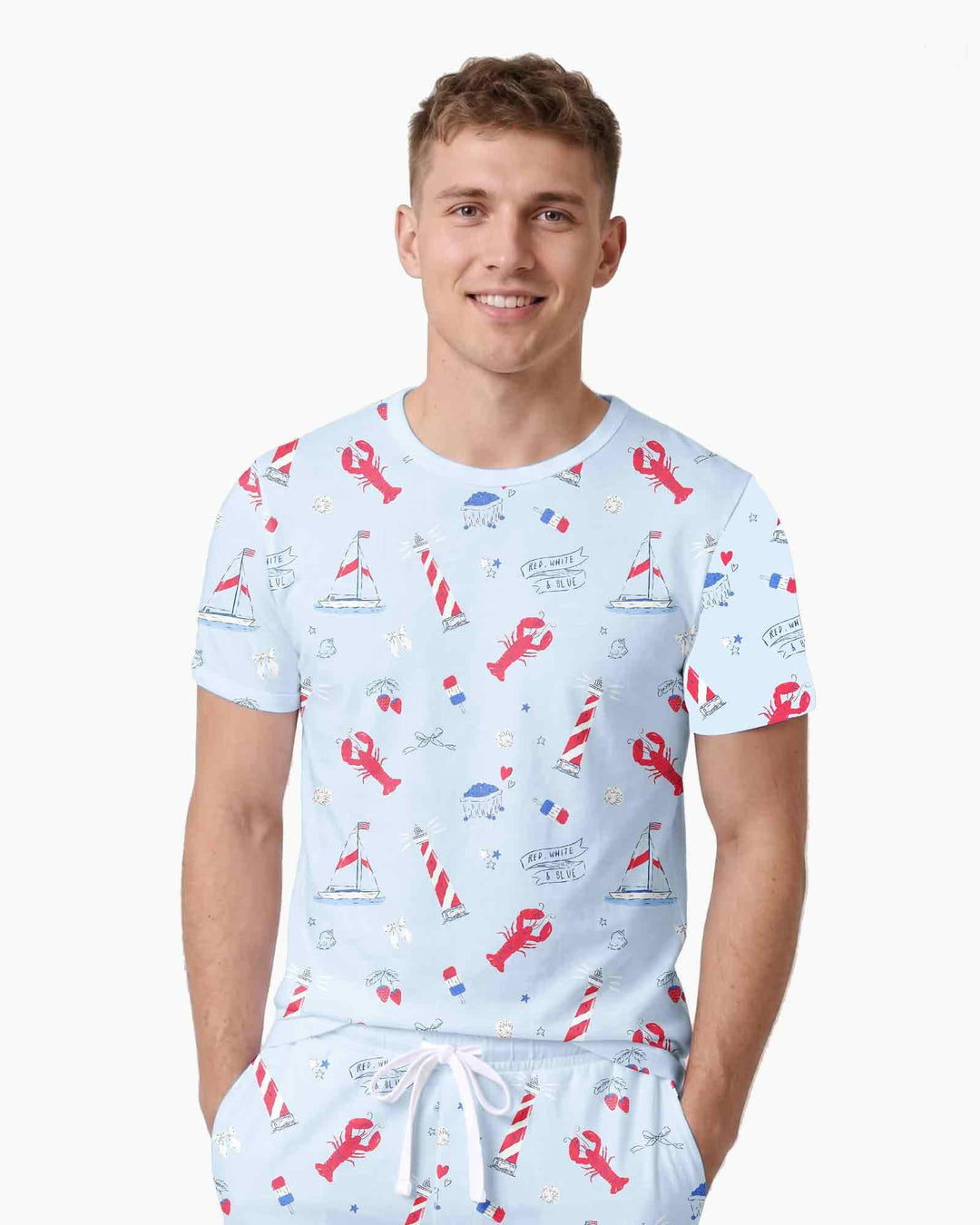 East Coast Bamboo Men Short Sleeve Short Pajama Set