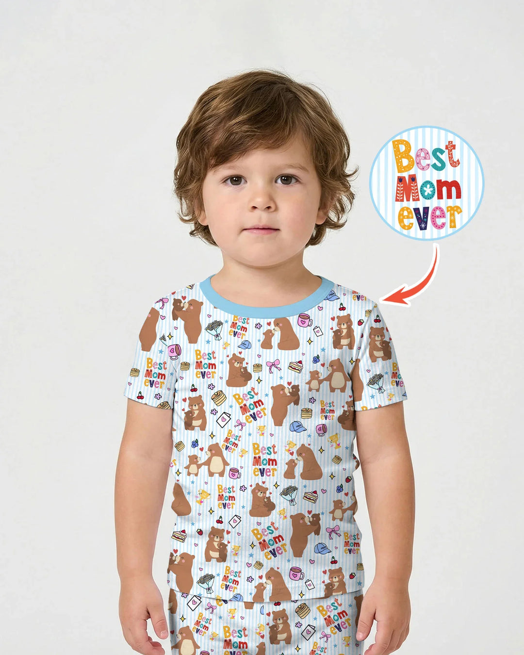 Best Mama Bear Ever Family Matching Bamboo Two Piece Short Sleeve Shorts Pajama Set